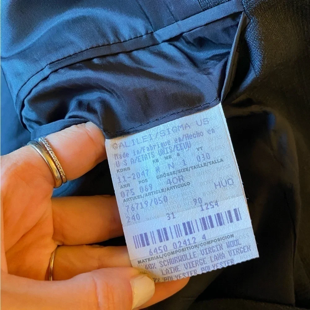 Hugo Boss Men’s Blazer Charcoal Plaid Size 40R Wool Blend Galilei Sigma